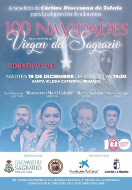Cartel del concierto '100 Navidades de la mano de la Virgen del Sagrario'