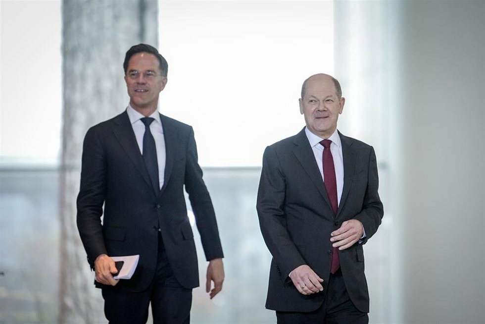 Olaf Scholz, canciller de Alemania, recibe a Mark Rutte, primer ministro de Países Bajos