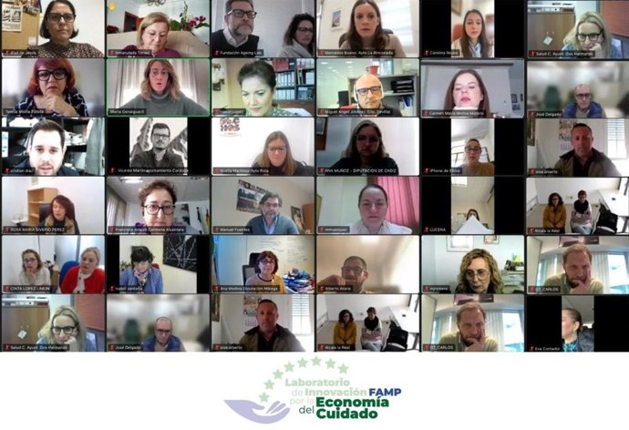 Imagen de la reunión telemática que ha celebrado este lunes el Laboratorio de Innovación FAMP por la Economía del Cuidado.