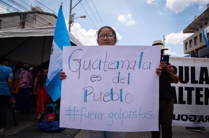 Archivo - Protesta contra el Ministerio Público, que ha solicitado la anulación de todo el proceso electoral en Guatemala