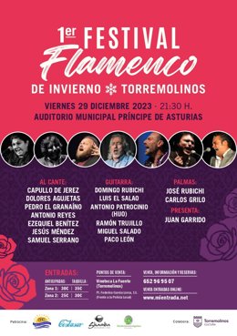 Cartel del I Festival de Flamenco de Invierno de Torremolinos, que se celebra el 29 de diciembre en el Auditorio Municipal a partir de las 21.30 horas.