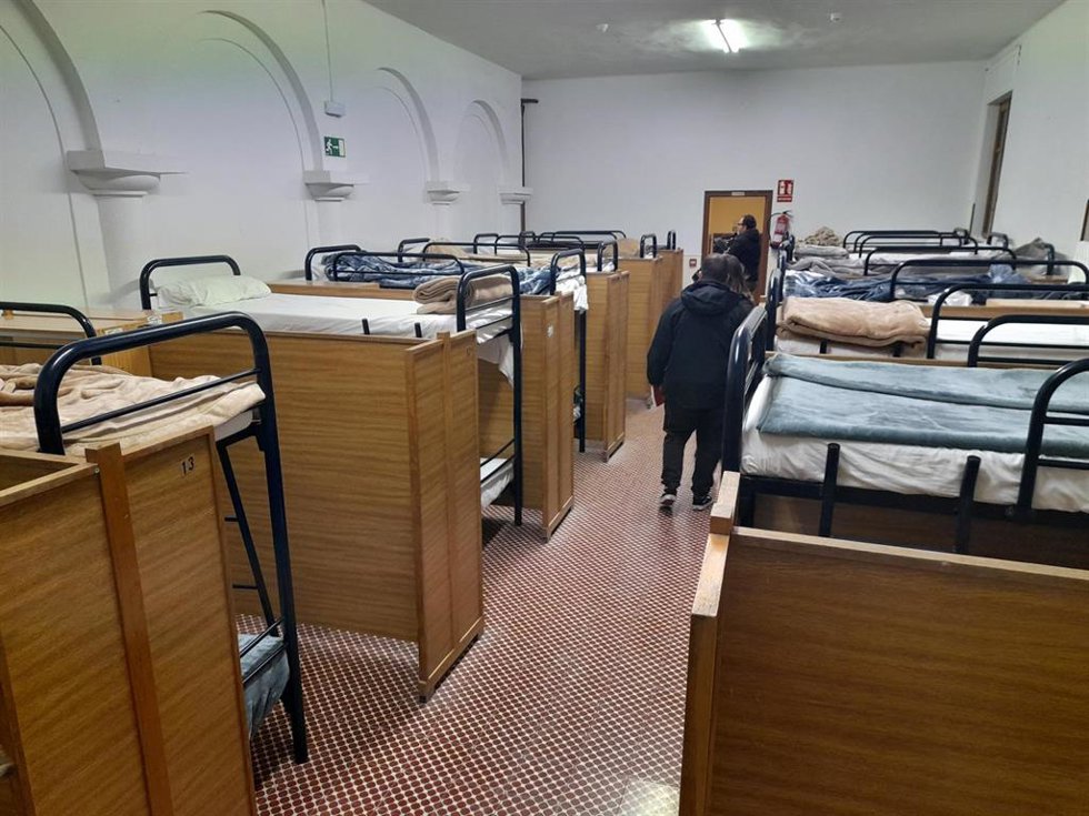 Imagen del albergue para personas sin hogar habilitado durante el invierno en Pamplona