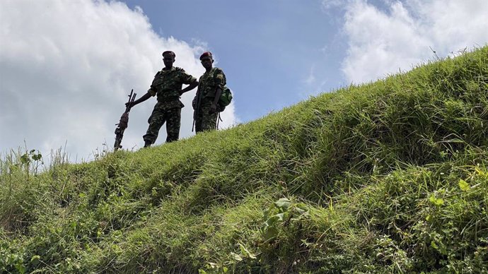 Archivo - GOMA, April 25, 2023  -- This photo taken on April 20, 2023 shows soldiers of the Regional Force formed by the East African Community (EAC) in Kilolirwe, North Kivu province, the Democratic Republic of the Congo (DRC). As the March 23 Movement