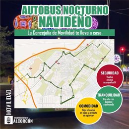 Alcorcón tendrá servicio un servicio especial de autobús nocturno en Navidad con paradas a demanda