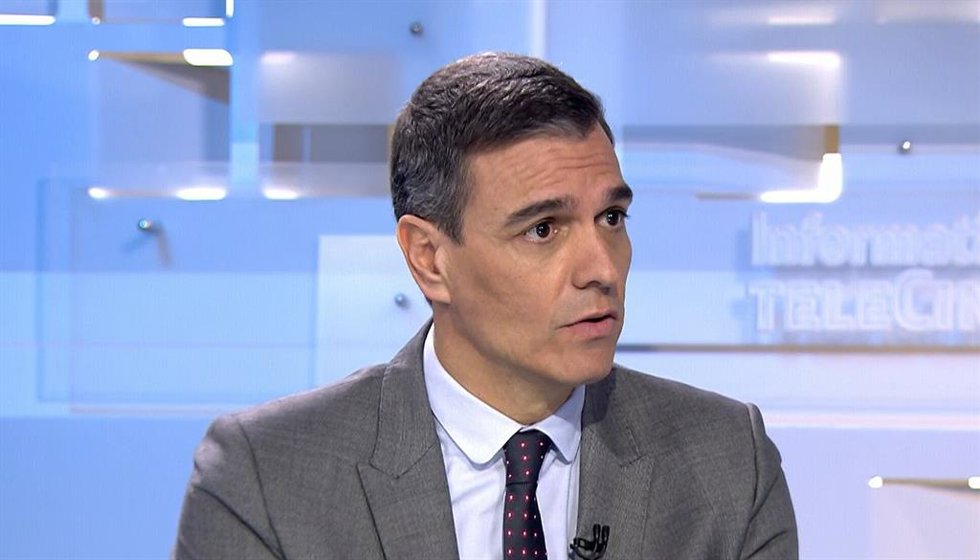 El presidente del Gobierno, Pedro Sánchez, durante la entrevista en Telecinco.