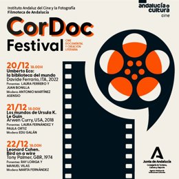 Cartel de CorDoc, nuevo festival de cine documental y literatura.