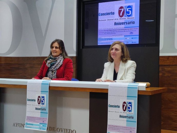 María Velasco Muñiz, concejala Delegada de Políticas Sociales del Ayuntamiento de Oviedo, y María Concepción Fernández Pol, secretaria de Amnistía Internacional Asturias