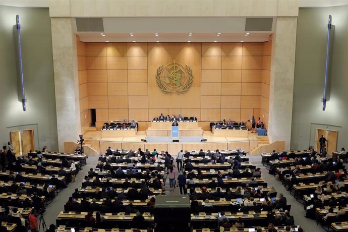 Archivo - Pleno de la 76 Asamblea Mundial de la Salud, organizada por la Organización Mundial de la Salud (OMS). A 22 de mayo de 2023, en Ginebra (Suiza).