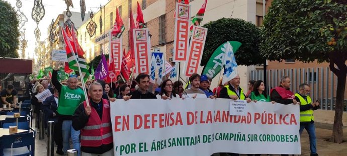 Manifestación en defensa de la sanidad pública celebrada en Puente Genil.