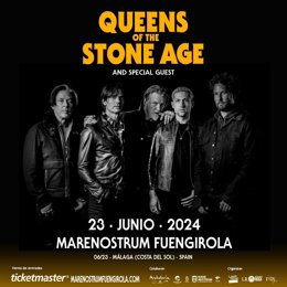 Cartel anunciador del concierto de Queens of the Stone Age el 23 de junio en Marenostrum Fuengirola