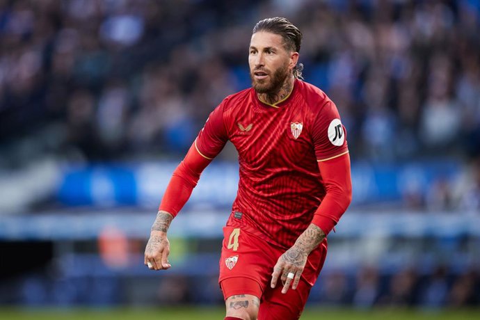 Sergio Ramos of Sevilla FC looks on during the LaLiga EA Sports match between Real Sociedad and Sevilla FC at Reale Arena on November 26, 2023, in San Sebastian, Spain.