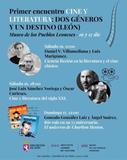 Cartel del I encuentro de Cine y Literatura que se celebrará en Mansilla.