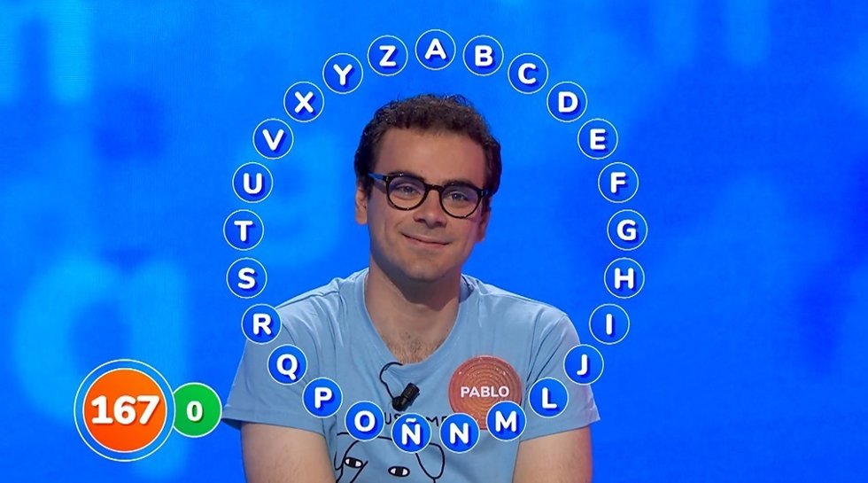 El concursante Pablo Díaz, durante su participación en 'Pasapalabra', el concurso de Antena 3.