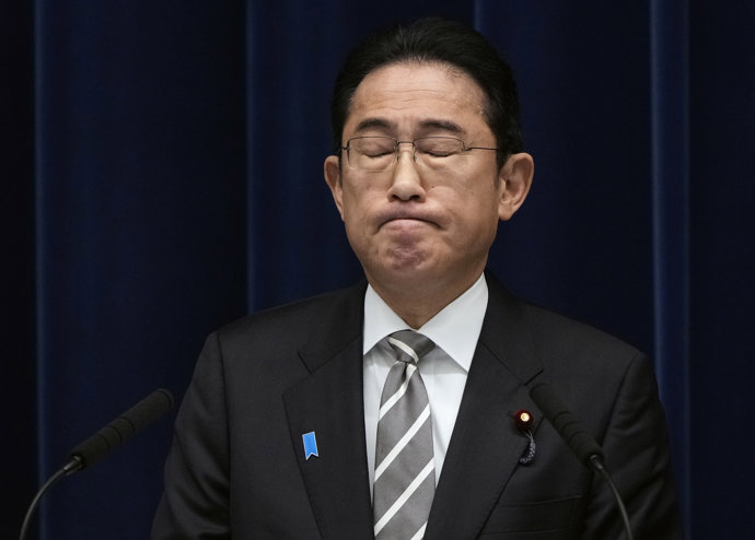 13 December 2023, Japan, Tokyo: Japanese Prime Minister Fumio Kishida speaks during a press conference at the prime minister's office in Tokyo. Kishida said he will replace several ministers implicated in a political fundraising scandal. Photo: Pool/ZUM