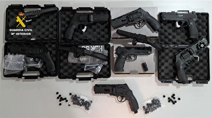 Armas accionadas por CO2 aprehendidas por la Guardia Civil de Albacete