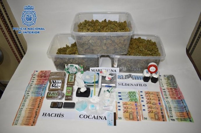 Droga aprehendida por la Policía Nacional tras desmantelar una red dedicada al tráfico de drogas en la provincia de Ciudad Real