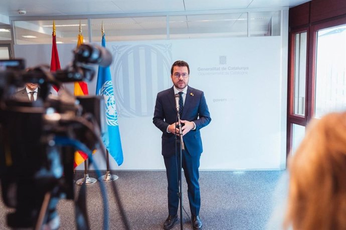 El presidente de la Generalitat, Pere Aragons, en Ginebra (Suiza)