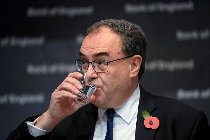 Archivo - 03 November 2022, United Kingdom, London: Governor of the Bank of England Andrew Bailey attends a press conference for the release of the Monetary Policy Report, at the Bank of England. Photo: Toby Melville/PA Wire/dpa