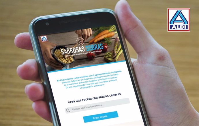 La plataforma digital 'Sabrosas Sobras', desarrollada por Aldi para sugerir recetas y combatir el desperdicio alimentario.