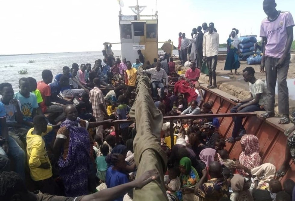 Un grupo de refugiados de Sudán del Sur.