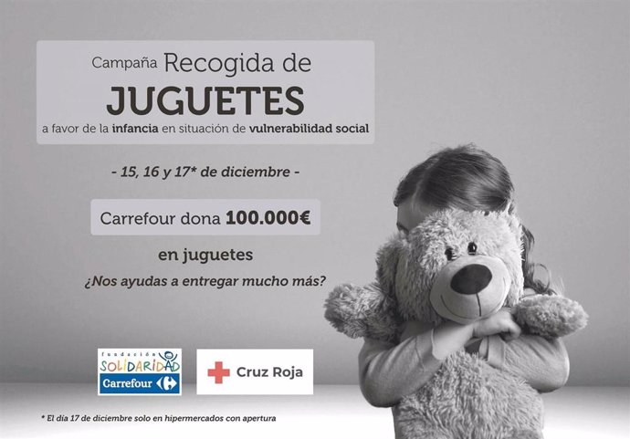 Cartel de la campaña de recogida de juguetes impulsada por Carrefour y por Cruz Roja