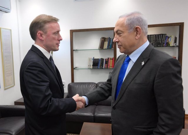 El asesor de Seguridad Nacional, Jake Sullivan, y el primer ministro de Israel, Benjamin Netanyahu