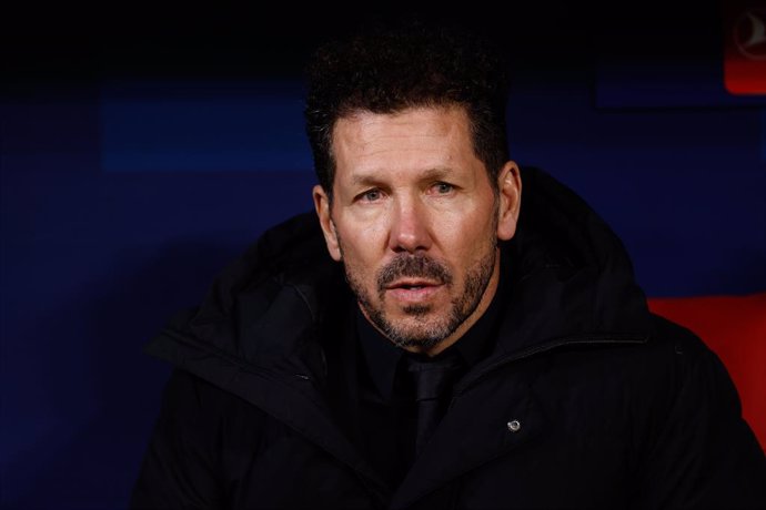 Diego Pablo Simeone, head coach of Atletico de Madrid, looks on during the UEFA Champions League, Group E round 6, football match played between Atletico de Madrid and SS Lazio at Civitas Metropolitano stadium on December 13, 2023, in Madrid, Spain.