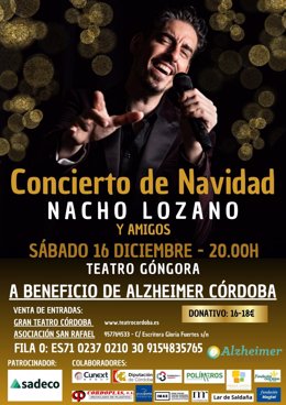Cartel del 'Concierto de Navidad Nacho Lozano y Amigos', en apoyo a la Asociación 'San Rafael' de Alzheimer y Otras Demencias de Córdoba.