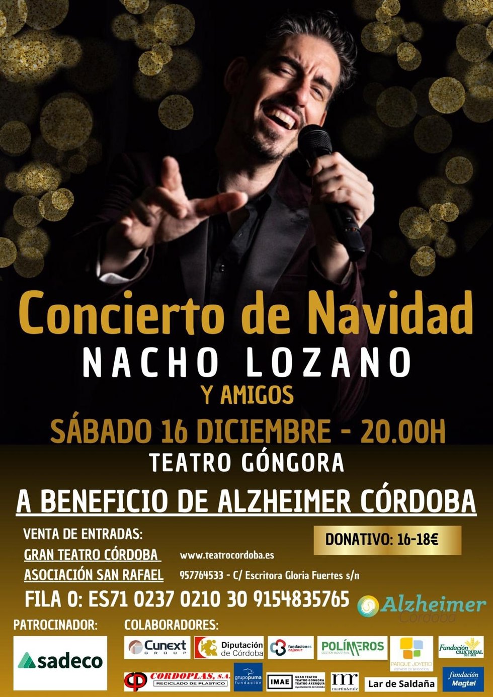 Cartel del 'Concierto de Navidad Nacho Lozano y Amigos', en apoyo a la Asociación 'San Rafael' de Alzheimer y Otras Demencias de Córdoba.