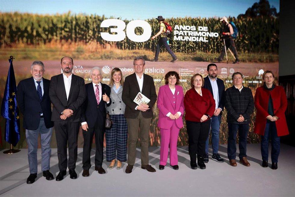 El presidente de la Xunta, Alfonso Rueda, en el acto del XXX aniversario de la declaración del Camino de Santiago como Patrimonio Mundial.