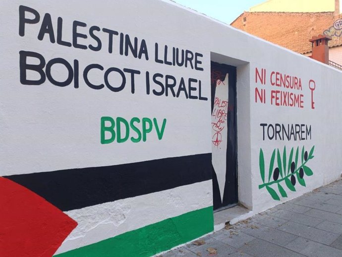 Repintan el mural de apoyo a Palestina en una casa Benimaclet