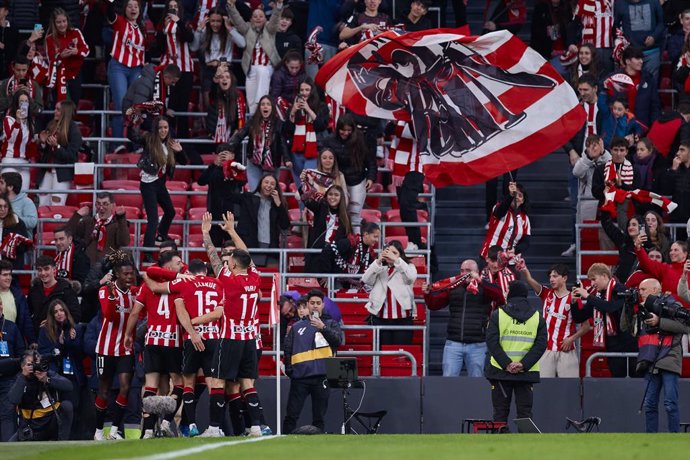 Gorka Guruzeta of Athletic Club reacts after scoring goal during the LaLiga EA Sports match between Athletic Club and Atletico de Madrid at San Mames on December 16, 2023, in Bilbao, Spain.