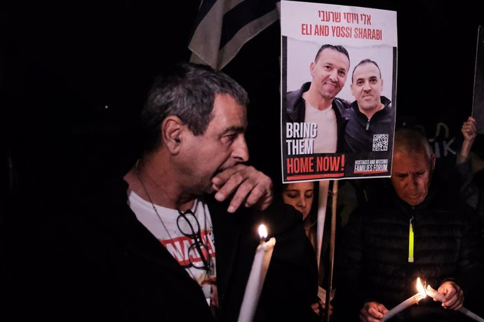 December 12, 2023, Jerusalem, Israel: Families of hostages held by Hamas in Gaza and supporters escalate their battle for release of their loved ones with a march of torches to the Prime Minister's Office in Jerusalem, hoping to influence the government t