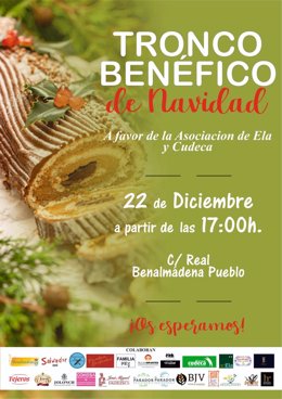 Cartel anunciador del 'tronco benéfico' que se elaborará el 22 de diciembre en Benalmádena Pueblo, donde se prevé que se podrá degustar a partir de las 17,00 horas.