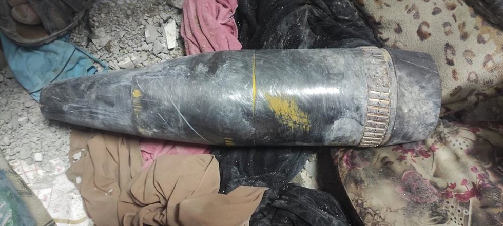 Un obús en el Hospital Nasser de Jan Yunis, en la Franja de Gaza