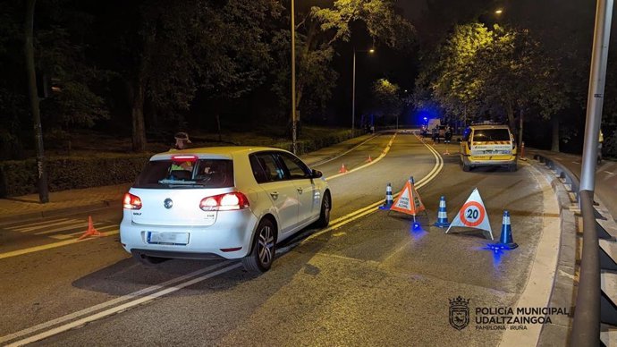 Control de la Policía Municipal de Pamplona.
