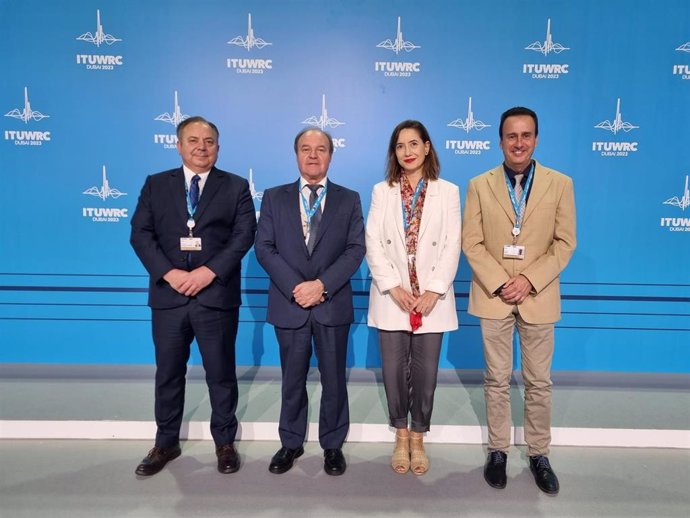 José Luis Chinchilla, COO, Startical; Antonio Fernández-Paniagua Díaz-Flores, SG de Planificación y Gestión del Espectro Radioeléctrico; Julia Inmaculada Criado Casado, Adjunta al Jefe de delegación; y Manuel García Martín, Jefe de Comunicación de Enaire