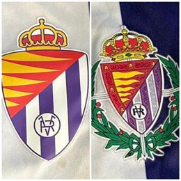 Escudo actual (I) y escudo anterior (D) que se volverá a recuperar a partir de julio.