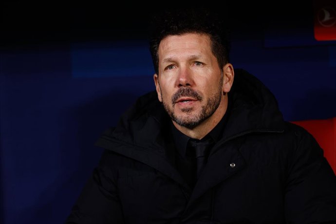 Diego Pablo Simeone, head coach of Atletico de Madrid, looks on during the UEFA Champions League, Group E round 6, football match played between Atletico de Madrid and SS Lazio at Civitas Metropolitano stadium on December 13, 2023, in Madrid, Spain.