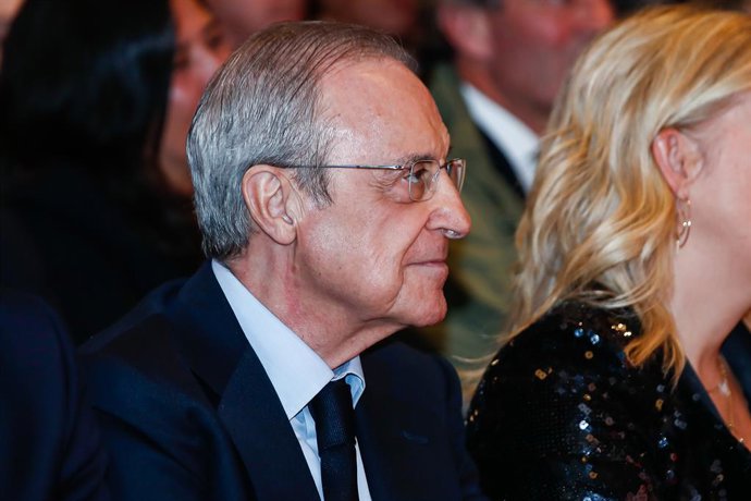 Florentino Perez, President of Real Madrid looks on during the presentation of the book "Cerezo 75 miradas y mas para 75 anos" at Westlin Palace on November 30, 2023, in Madrid, Spain.