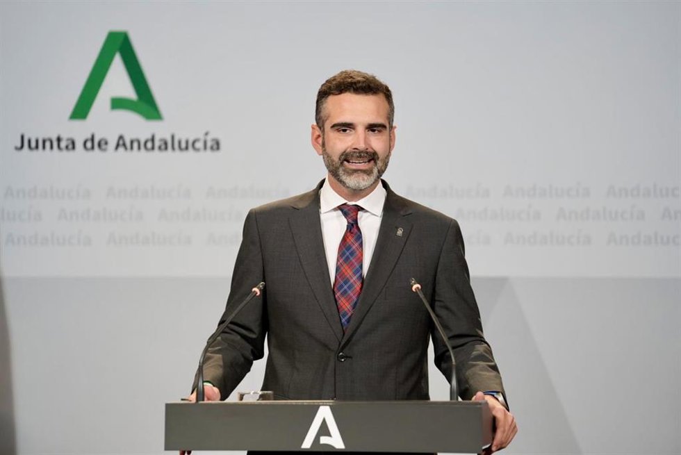 El consejero de Sostenibilidad, Medio Ambiente y Economía Azul de la Junta de Andalucía y portavoz del gobierno, Ramón Fernández-Pacheco durante la rueda de prensa tras el Consejo de Gobierno andaluz, archivo