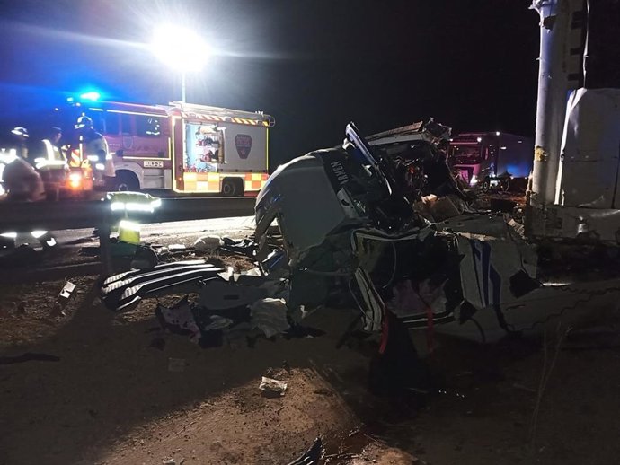 Uno de los camiones implicados en el siniestro vial
