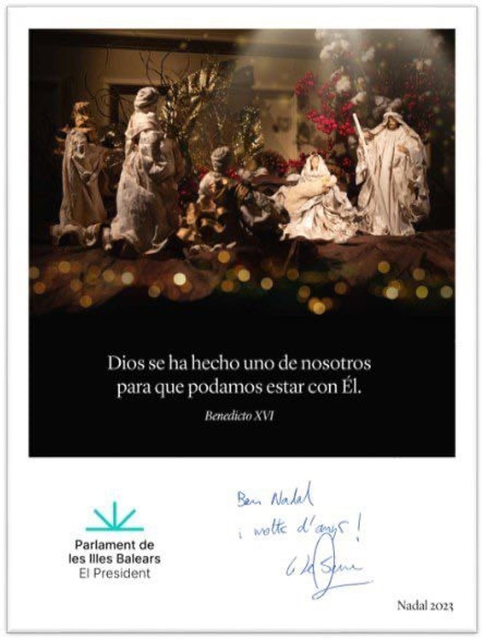 La felicitación navideña del presidente del Parlament balear.