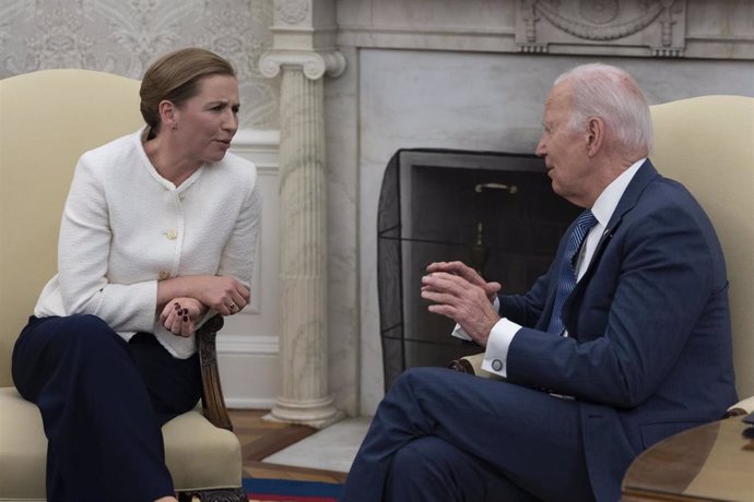 Archivo - El presidente de Estados Unidos, Joe Biden, recibe a la primera ministra de Dinamarca, Mette Frederiksen, en la Casa Blanca (Washington, Estados Unidos)