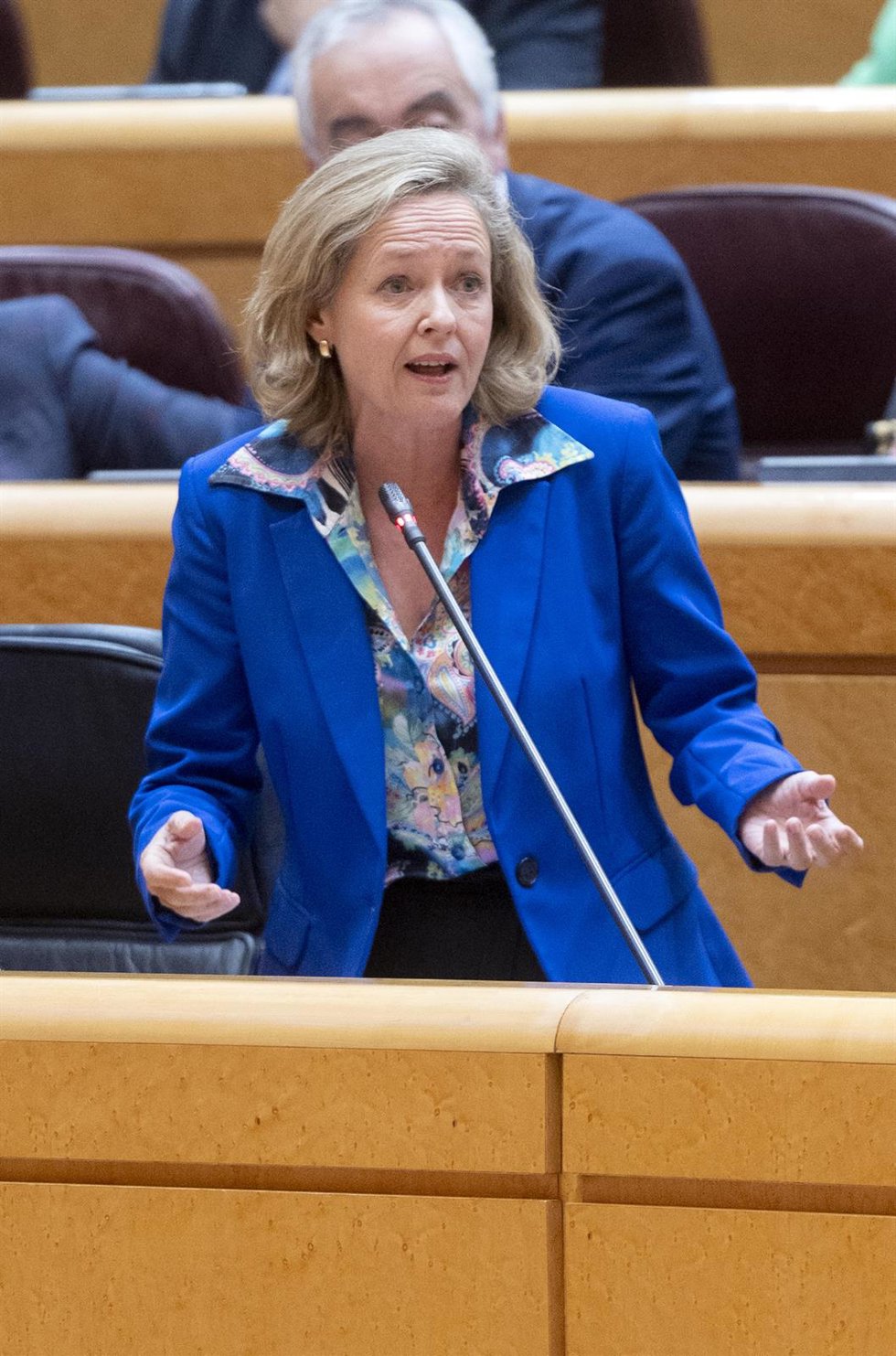 Archivo - La vicepresidenta primera y ministra de Asuntos Económicos y Transformación Digital, Nadia Calviño, durante una sesión de control al Gobierno en el Senado, a 25 de octubre de 2022, en Madrid (España). El Senado celebra hoy una sesión de contro