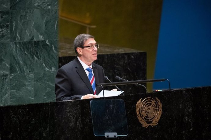 Archivo - El ministro de Exteriores de Cuba, Bruno Rodríguez, habla ante la Asamblea General de la ONU