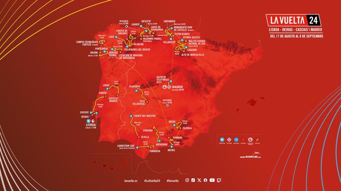 Archivo - Mapa del recorrido de la edición 2024 de La Vuelta Ciclista a España