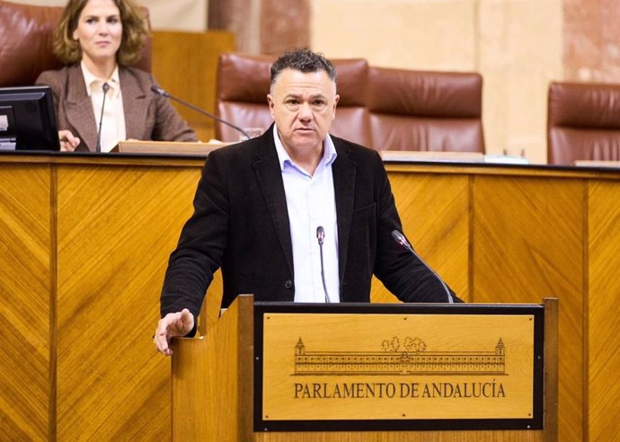 El portavoz adjunto de Por Andalucía en el Parlamento andaluz, Juan Antonio Delgado. (Foto de archivo).