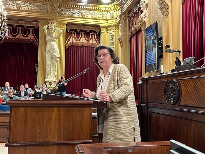 La consellera de Familias y Servicios Sociales, Catalina Cirer, durante el pleno de presupuestos.