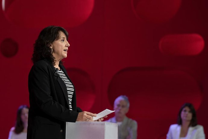 Archivo - La presidenta del Parlament de Catalunya, Anna Erra, interviene durante la presentación de la plataforma de TV3 de contenidos audiovisuales '3Cat', a 30 de octubre de 2023